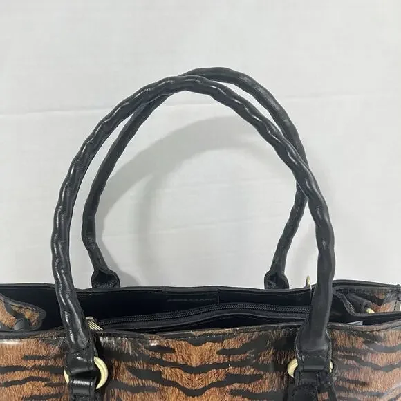 Patricia Nash Leather Primrose Satchel Handbag Animal Print Tiger Crossbody NEW - Picture 4 of 16